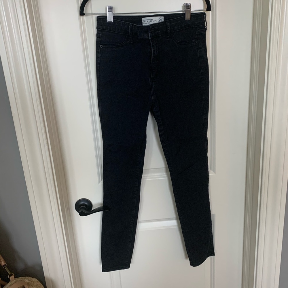 abercrombie & fitch black high rise jean leggings